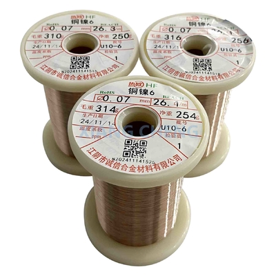 CuNi6 NC010 Lega di CuNi Filato di lega di calore a bassa resistenza a base di rame ad alta efficienza per riscaldamento elettrico